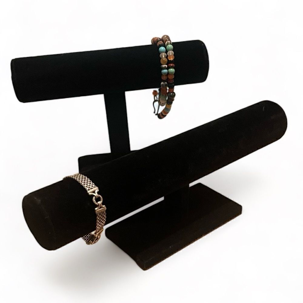 Black Velvet T-Bar Bracelet Jewelry Display Stand Set of 2